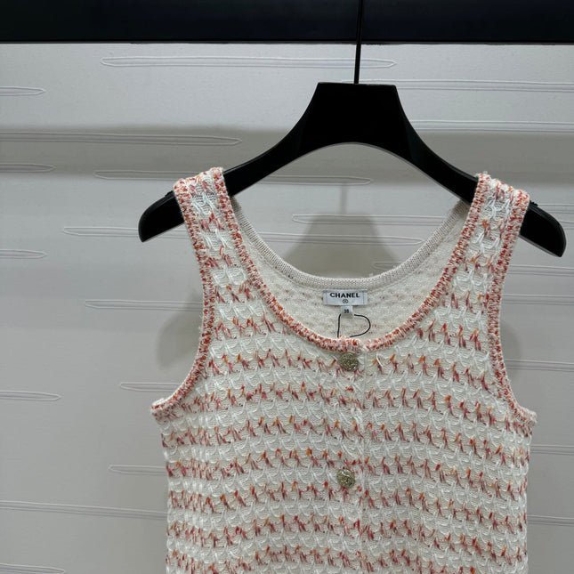 CHANEL 25S ROUND NECK KNIT DRESS WITH PEARL TAG 264026