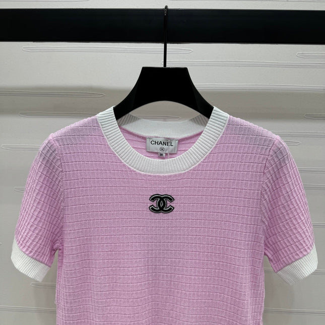 CHANEL 25S DOUBLE C LOGO KNIT SHORT SLEEVE 264073