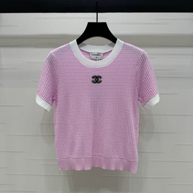 CHANEL 25S DOUBLE C LOGO KNIT SHORT SLEEVE 264073