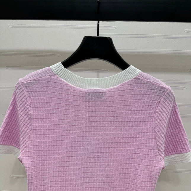 CHANEL 25S DOUBLE C LOGO KNIT SHORT SLEEVE 264073