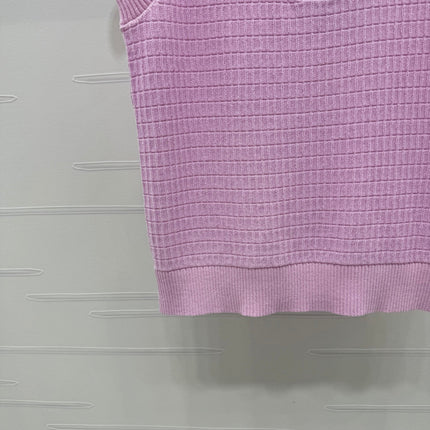 CHANEL 25S DOUBLE C LOGO KNIT COLLAR VEST 264071