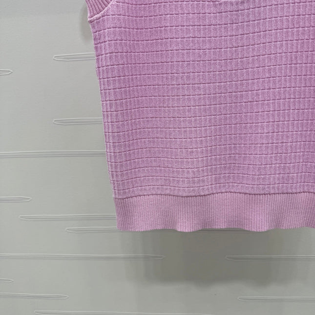 CHANEL 25S DOUBLE C LOGO KNIT COLLAR VEST 264071