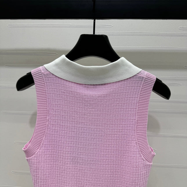 CHANEL 25S DOUBLE C LOGO KNIT COLLAR VEST 264071