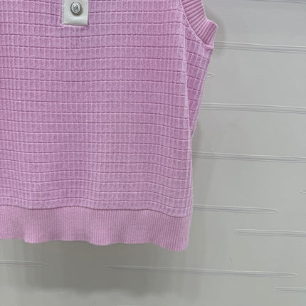 CHANEL 25S DOUBLE C LOGO KNIT COLLAR VEST 264071