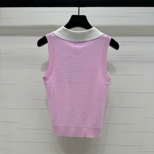 CHANEL 25S DOUBLE C LOGO KNIT COLLAR VEST 264071