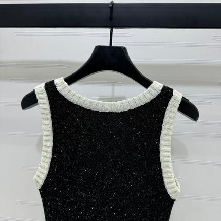 CHANEL ROUND-NECK SEQUIN KNIT VEST 274865