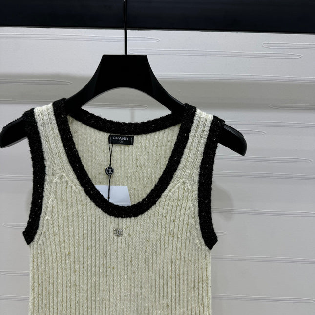 CHANEL ROUND-NECK SEQUIN KNIT VEST 274864