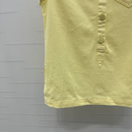 GUCCI SLEEVELESS DENIM TOP WITH STAND COLLAR