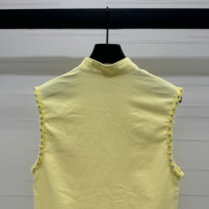 GUCCI SLEEVELESS DENIM TOP WITH STAND COLLAR