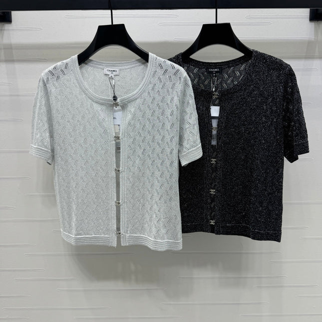 CHANEL SHORT-SLEEVE SEQUINNED KNIT CARDIGAN 269409