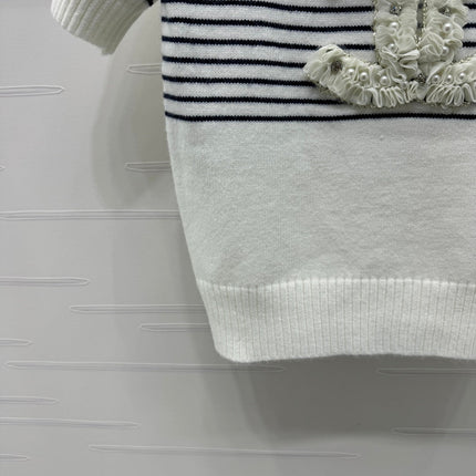 CHANEL SHORT-SLEEVE KNITTED PUFF-SLEEVE TOP 274950