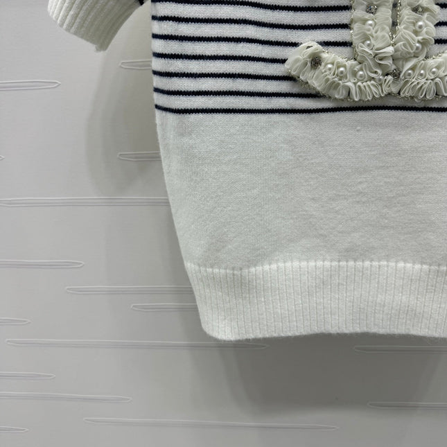 CHANEL SHORT-SLEEVE KNITTED PUFF-SLEEVE TOP 274950