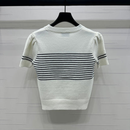 CHANEL SHORT-SLEEVE KNITTED PUFF-SLEEVE TOP 274950