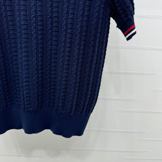 THOM SHORT-SLEEVE KNIT TOP WITH EMBROIDERED DOG MOTIF 274873