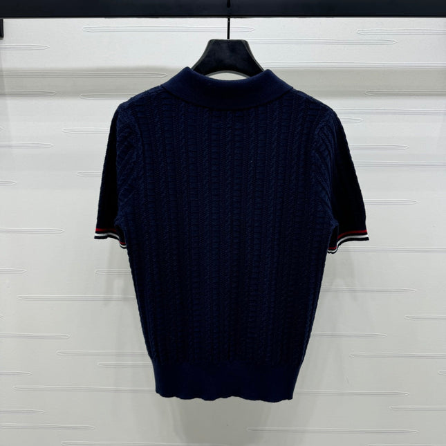 THOM SHORT-SLEEVE KNIT TOP WITH EMBROIDERED DOG MOTIF 274873