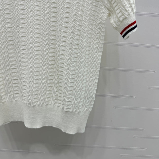 THOM SHORT-SLEEVE KNIT TOP WITH EMBROIDERED DOG MOTIF 274871