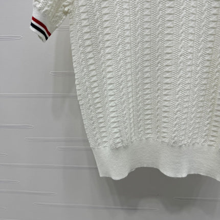 THOM SHORT-SLEEVE KNIT TOP WITH EMBROIDERED DOG MOTIF 274871