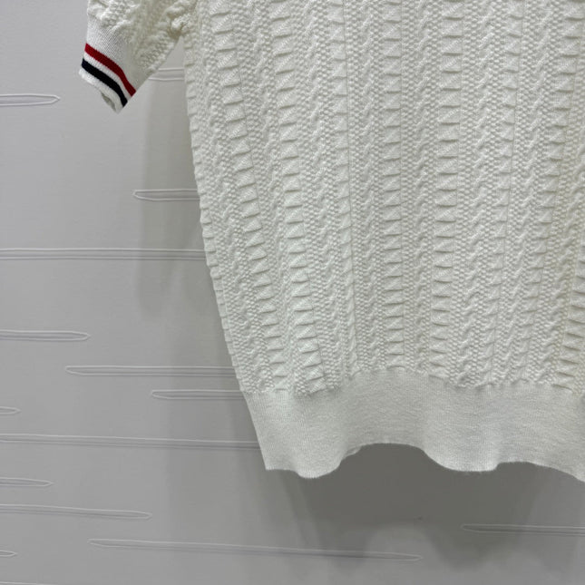 THOM SHORT-SLEEVE KNIT TOP WITH EMBROIDERED DOG MOTIF 274871