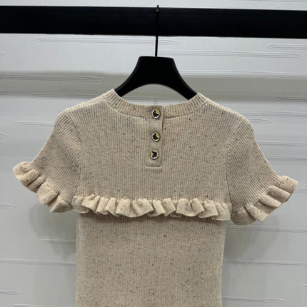 CHANEL SHORT-SLEEVE KNIT DRESS WITH RUFFLED TRIMS 274885