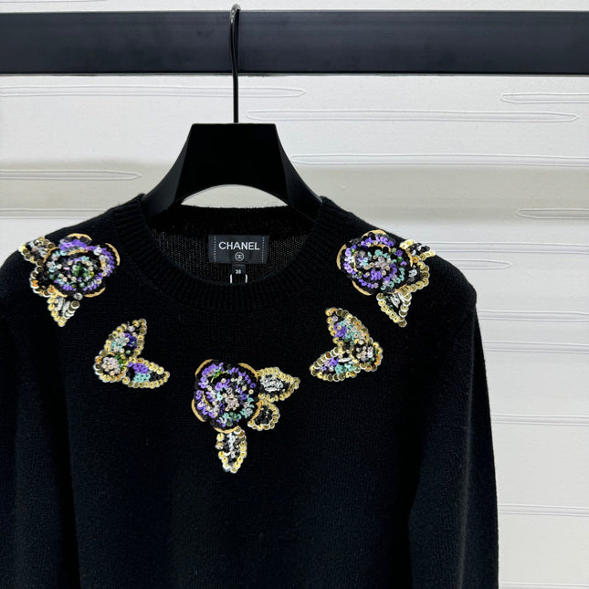 CHANEL SEQUIN CAMELLIA PULLOVER 274882
