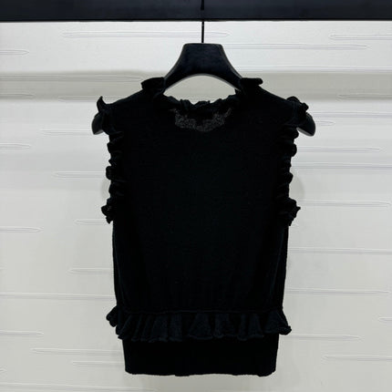 CHANEL SLEEVELESS TOP WITH RUFFLED COLLAR 274888
