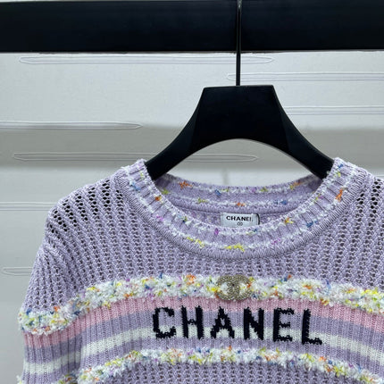 CHANEL 25S LONG SLEEVE OPEN-KNIT SWEATER STYLE 163