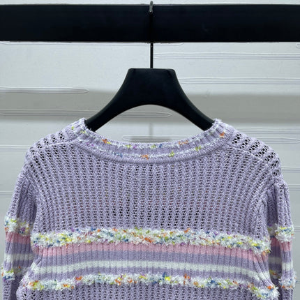 CHANEL 25S LONG SLEEVE OPEN-KNIT SWEATER STYLE 163