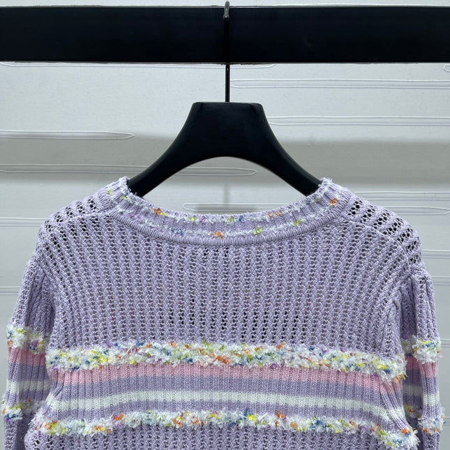 CHANEL 25S LONG SLEEVE OPEN-KNIT SWEATER STYLE 163