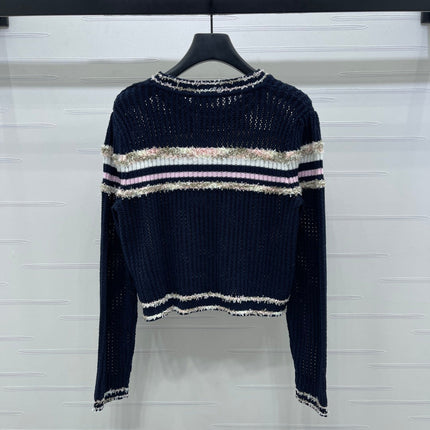 CHANEL 25S LONG SLEEVE OPEN-KNIT SWEATER STYLE 162