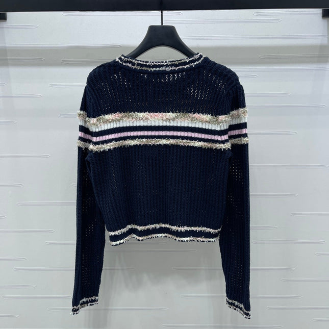CHANEL 25S LONG SLEEVE OPEN-KNIT SWEATER STYLE 162