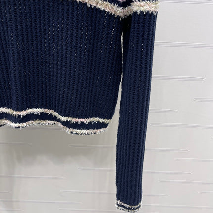 CHANEL 25S LONG SLEEVE OPEN-KNIT SWEATER STYLE 162