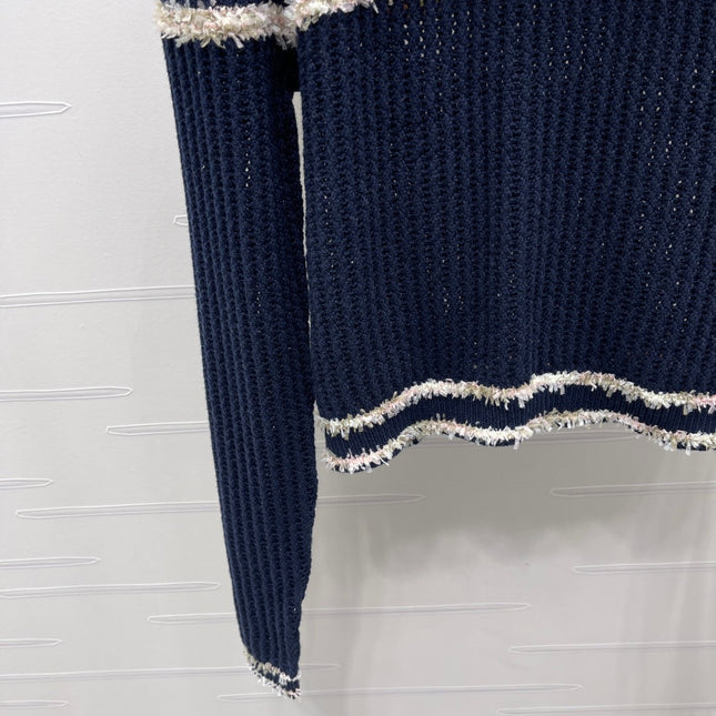 CHANEL 25S LONG SLEEVE OPEN-KNIT SWEATER STYLE 162