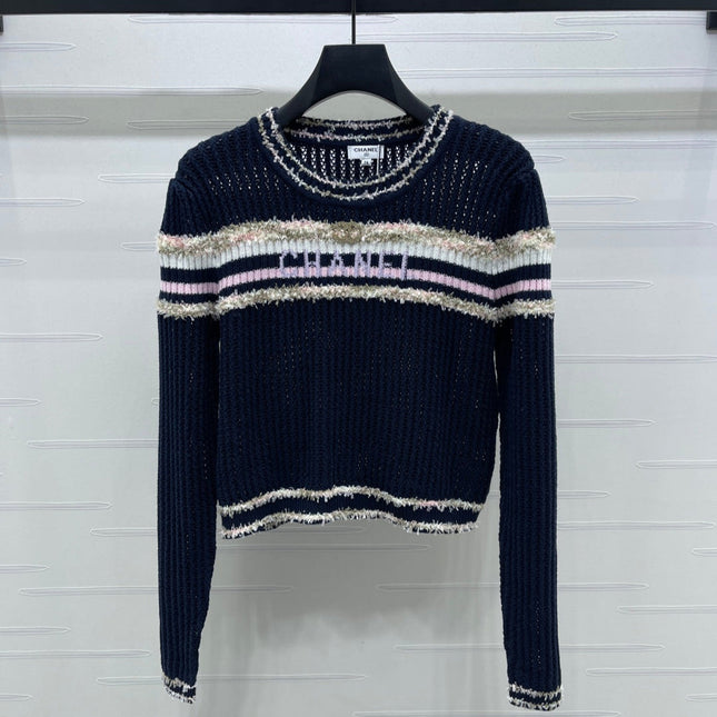 CHANEL 25S LONG SLEEVE OPEN-KNIT SWEATER STYLE 162