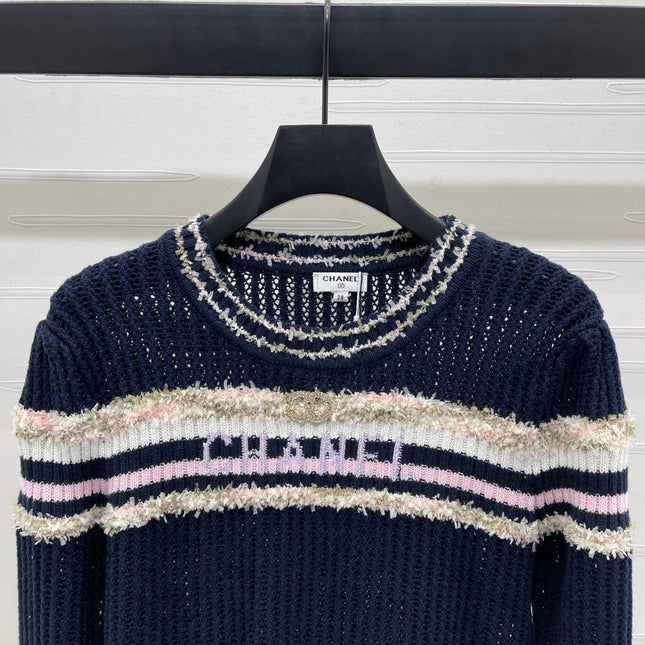 CHANEL 25S LONG SLEEVE OPEN-KNIT SWEATER STYLE 162