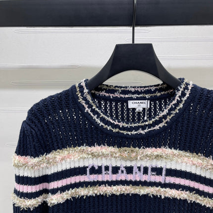 CHANEL 25S LONG SLEEVE OPEN-KNIT SWEATER STYLE 162