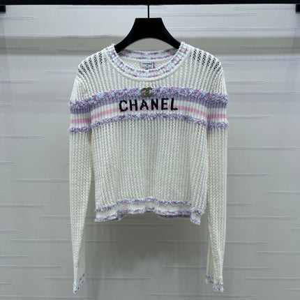 CHANEL 25S LONG SLEEVE OPEN-KNIT SWEATER STYLE 161