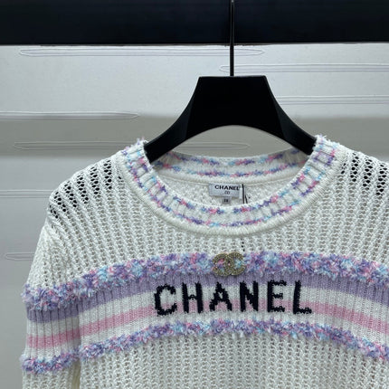 CHANEL 25S LONG SLEEVE OPEN-KNIT SWEATER STYLE 161