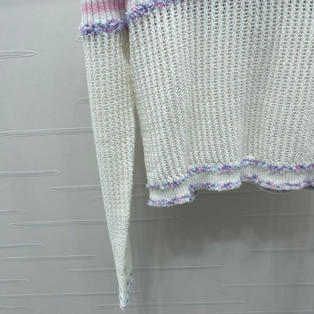 CHANEL 25S LONG SLEEVE OPEN-KNIT SWEATER STYLE 161