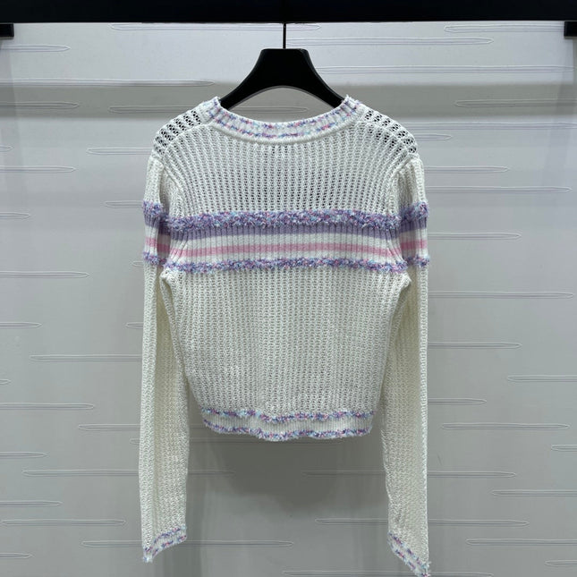 CHANEL 25S LONG SLEEVE OPEN-KNIT SWEATER STYLE 161
