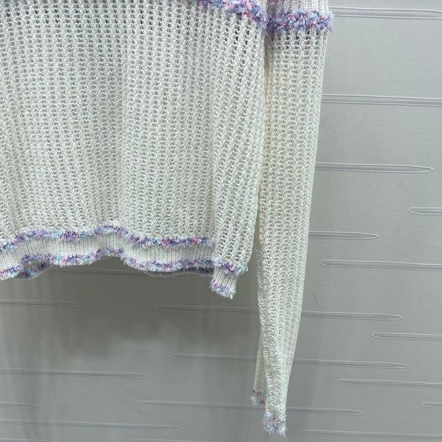 CHANEL 25S LONG SLEEVE OPEN-KNIT SWEATER STYLE 161