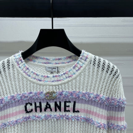 CHANEL 25S LONG SLEEVE OPEN-KNIT SWEATER STYLE 161