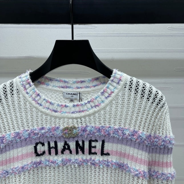CHANEL 25S LONG SLEEVE OPEN-KNIT SWEATER STYLE 161
