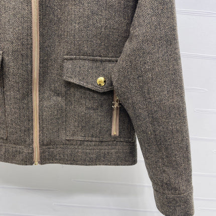 CELINE 25S PU LEATHER JACKET WITH LAPEL TRIM 0032