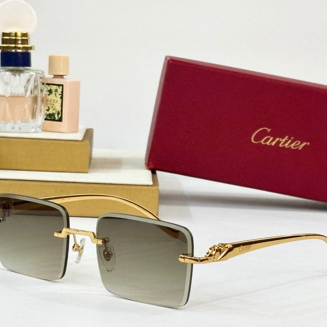 PANTHÈRE RIMLESS SQUARE FRAME SUNGLASSES 564103 IN METAL