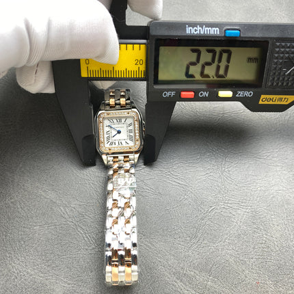 CARTIER PANTHÈRE SMALL WATCH GOLD PINK AND SILVER CASE WITH CRYSTALS