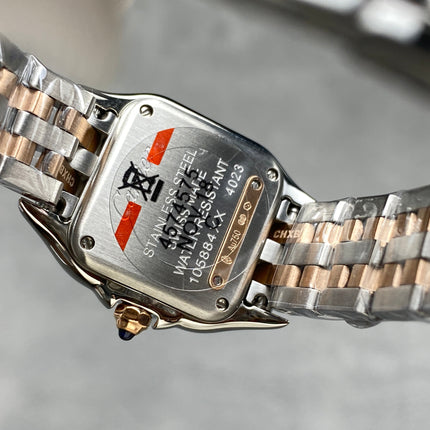 CARTIER PANTHÈRE SMALL WATCH GOLD PINK AND SILVER CASE WITH CRYSTALS