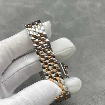 CARTIER PANTHÈRE MEDIUM WATCH GOLD PINK AND SILVER CASE WITH CRYSTALS