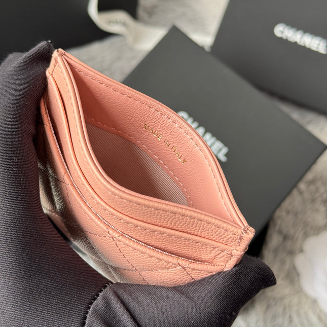 LEBOY CARD HOLDER 11 IN TONYS PINK GRAINED CALFSKIN GOLD-TONE HARDWARE