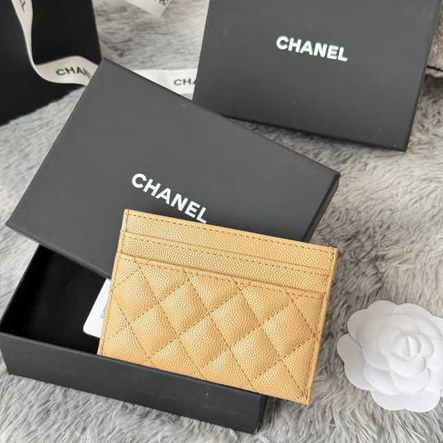 LEBOY CARD HOLDER 11 IN CALICO BROWN GRAINED CALFSKIN GOLD-TONE HARDWARE