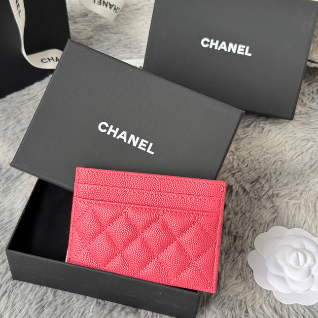 LEBOY CARD HOLDER 11 IN MANDY PINK GRAINED CALFSKIN GOLD-TONE HARDWARE